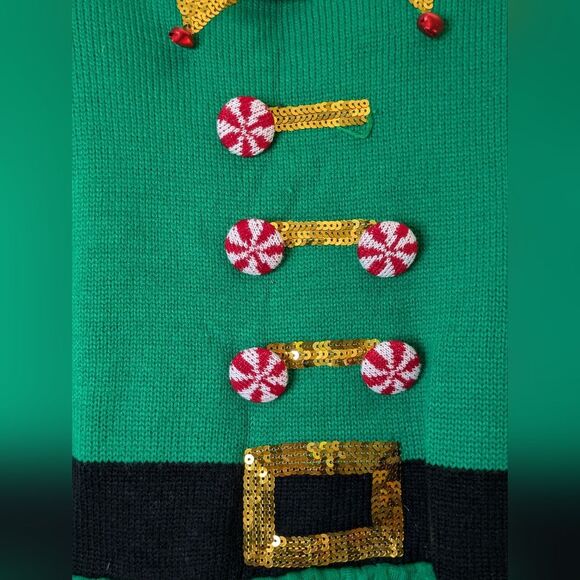 33 Degrees Christmas Elf Sweater Dress (Size M) Sequin - Picture 11 of 11